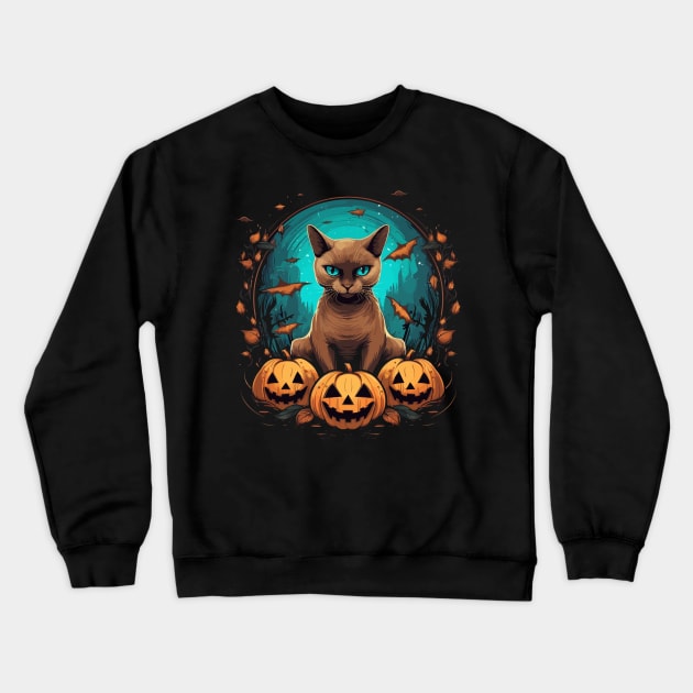 Tonkinese Cat Halloween Crewneck Sweatshirt by JH Mart